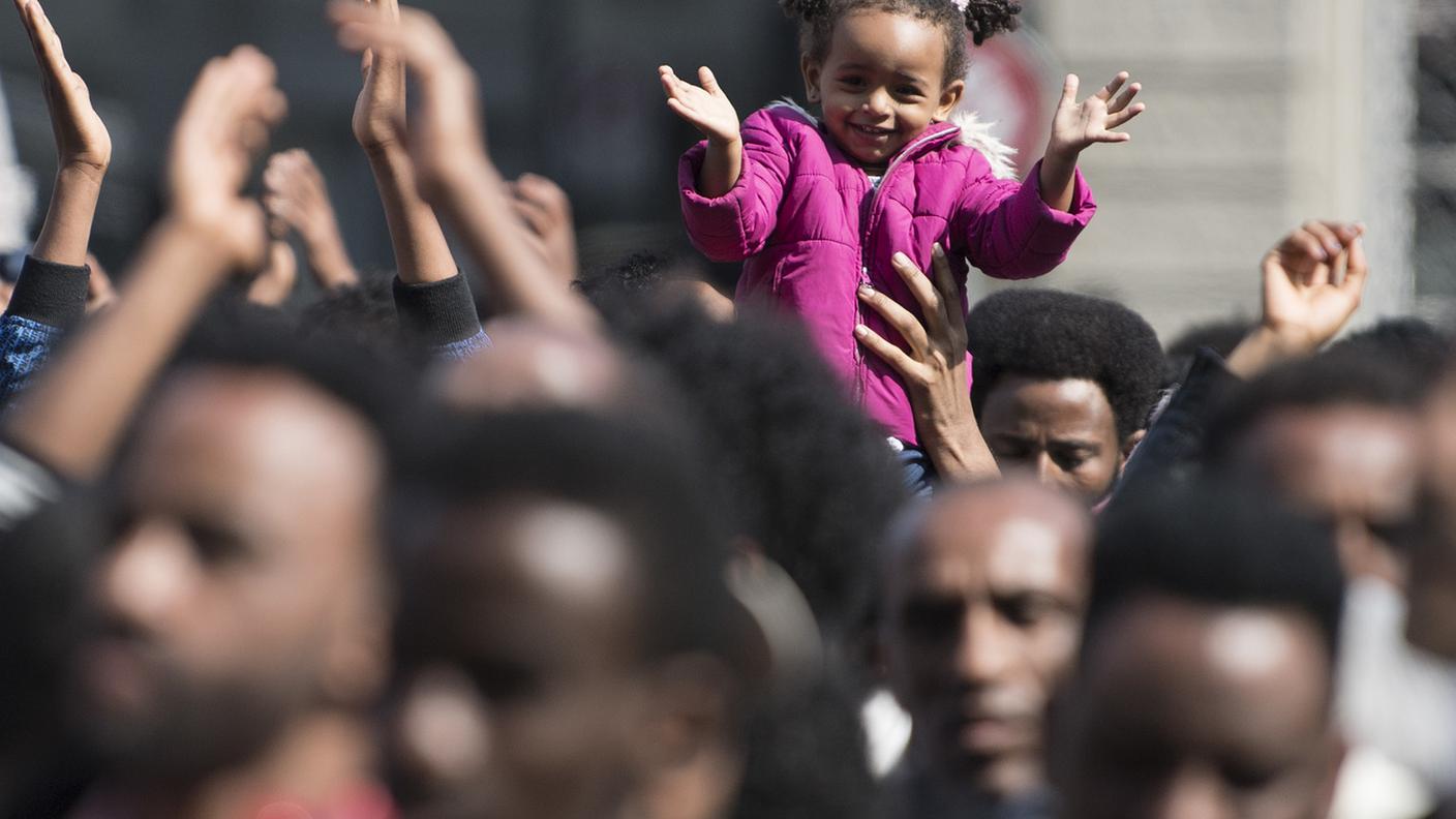 Eritrei in piazza a Berna per una politica d'asilo più umana, il 18 maggio 2018