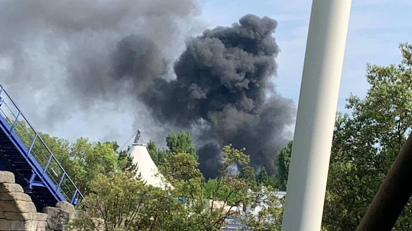 La colonna di fumo che nel pomeriggio si è alzata dal parco