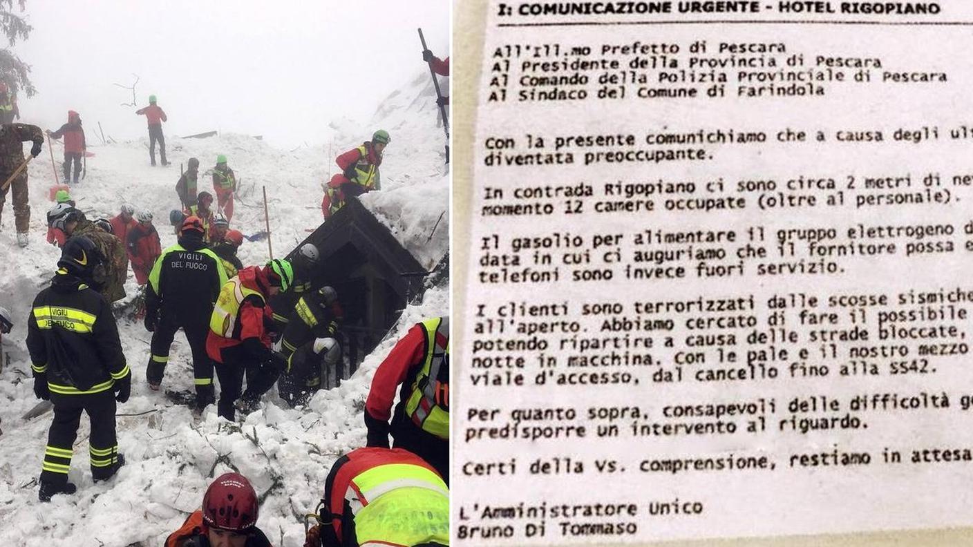 Il messaggio spedito dall'hotel