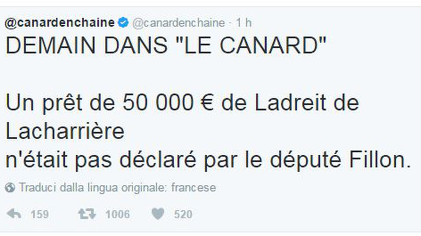 Il tweet che anticipa la notizia