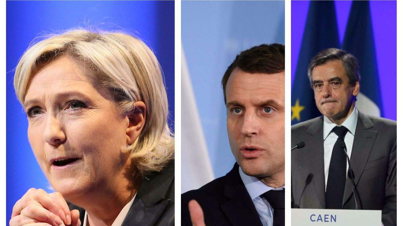 Marie Le Pen, Emmanuel Macron, Francois Fillon