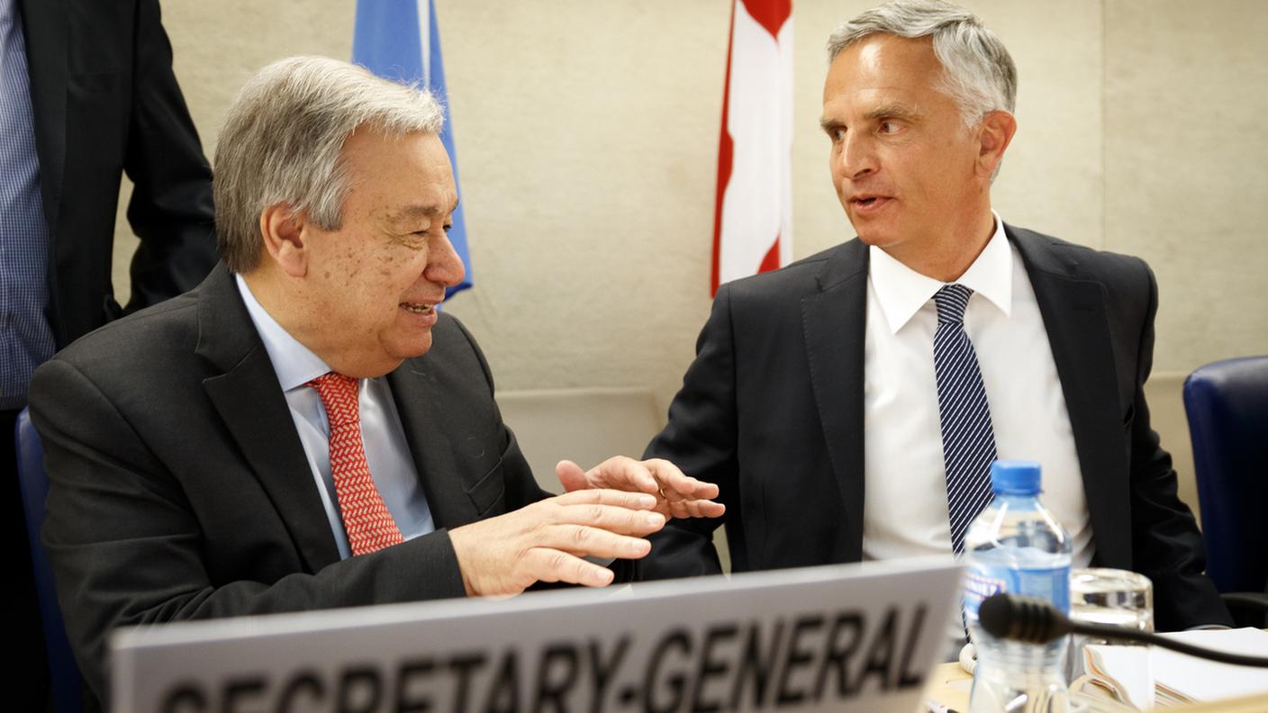 Il segretario dell'ONU Guterres e il consiglere federale Burkhalter contano su una bella prova d'altruismo