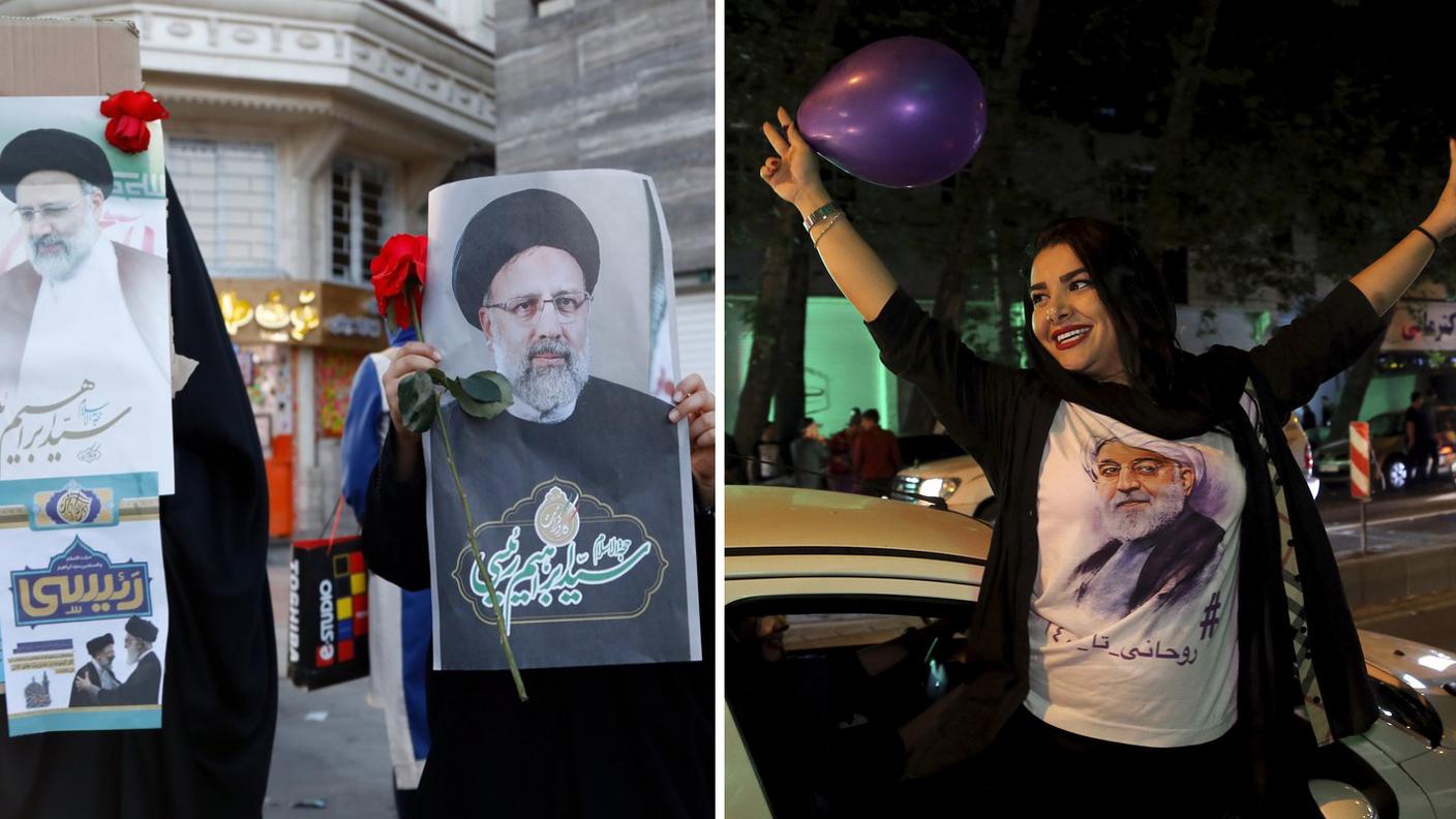 Due visioni di Iran a confronto: sostenitrici di Raisi (a sin.) e di Rohani.jpg