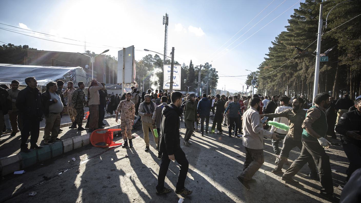 Un momento della manifestazione subito dopo la strage
