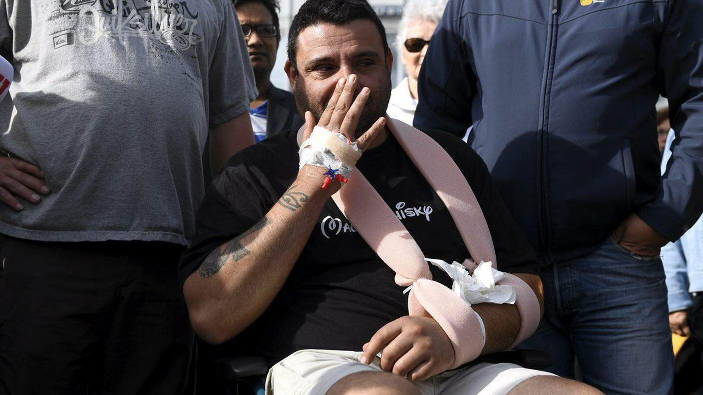 Hassan Zubier, anche ferito e in carrozzina, ha voluto essere presente