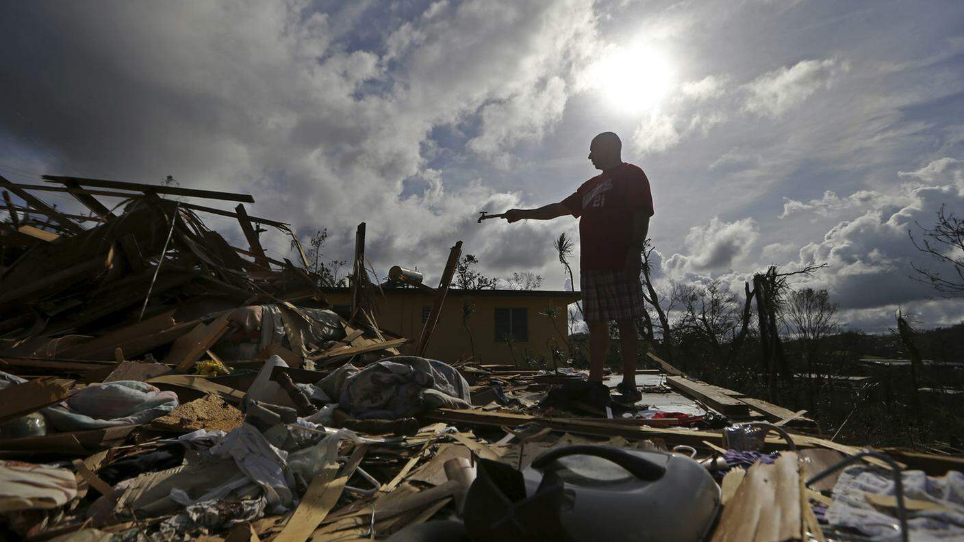 Una delle abitazioni distrutte dal passaggio dell'uragano Maria