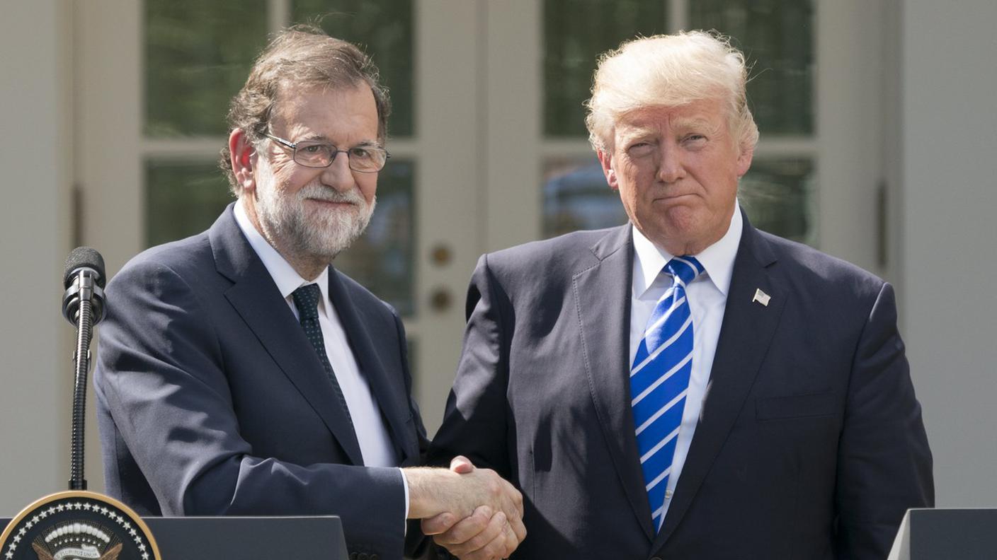 Il premier spagnolo Mariano Rajoy e il presidente americano Donald Trump