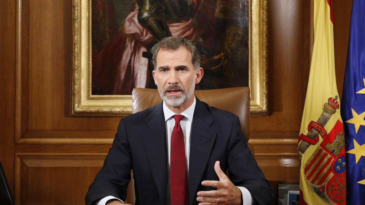 Re Felipe di Spagna durante il discorso alla nazione