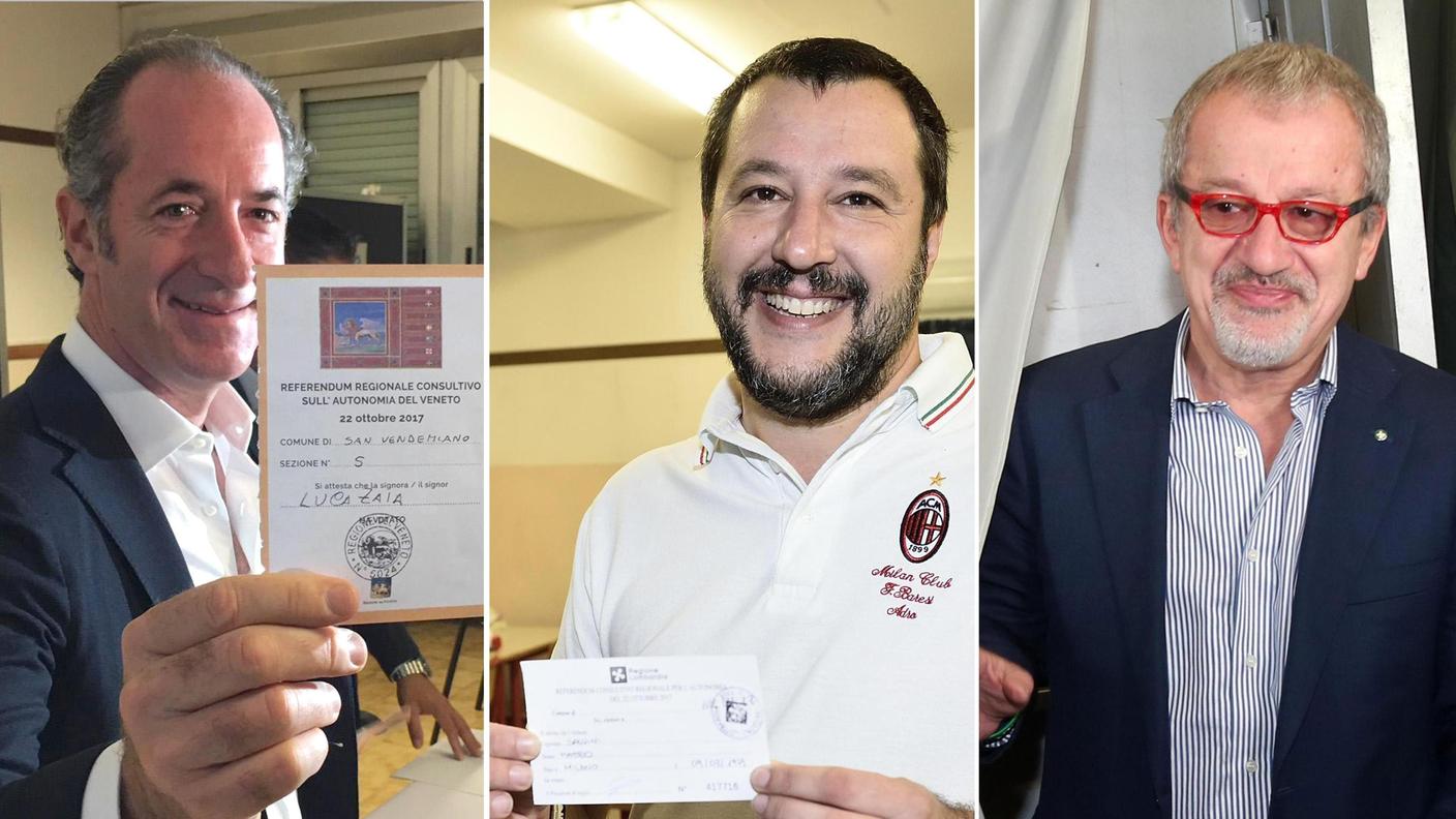 I tre leghisti hanno esultato per il risultato ottenuto