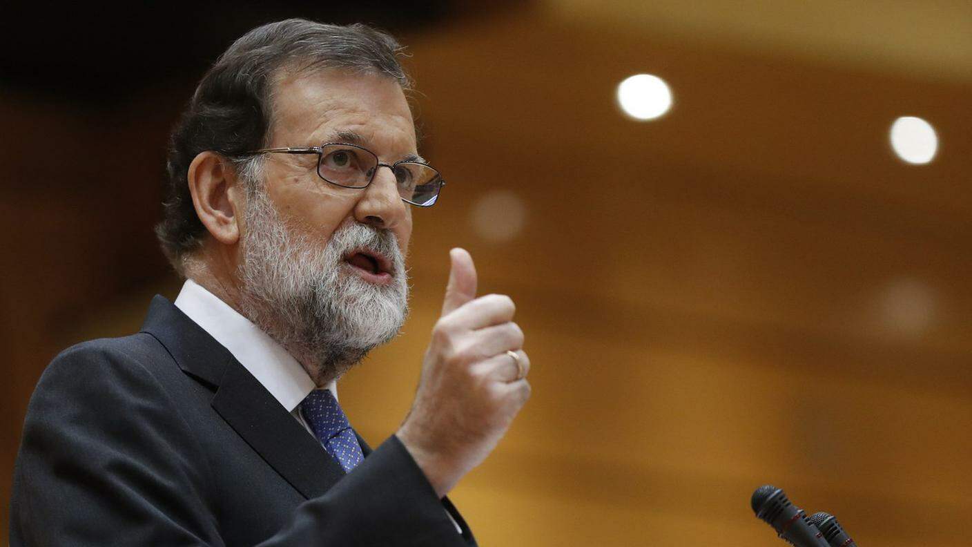 Il primo ministro spagnolo Mariano Rajoy durante il dibattito in corso al Senato