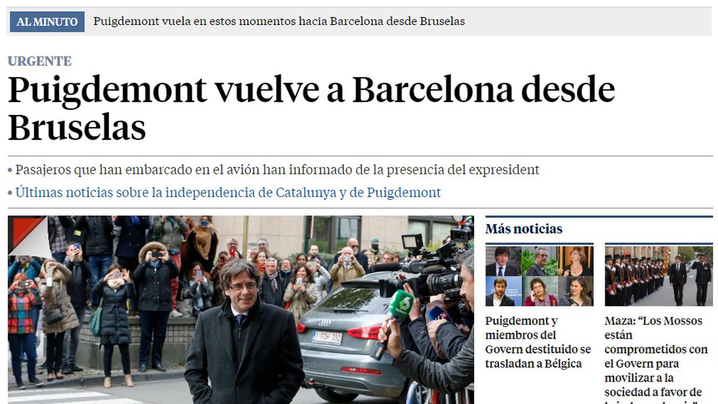 La Vanguardia: Puigdemont torna a Barcellona