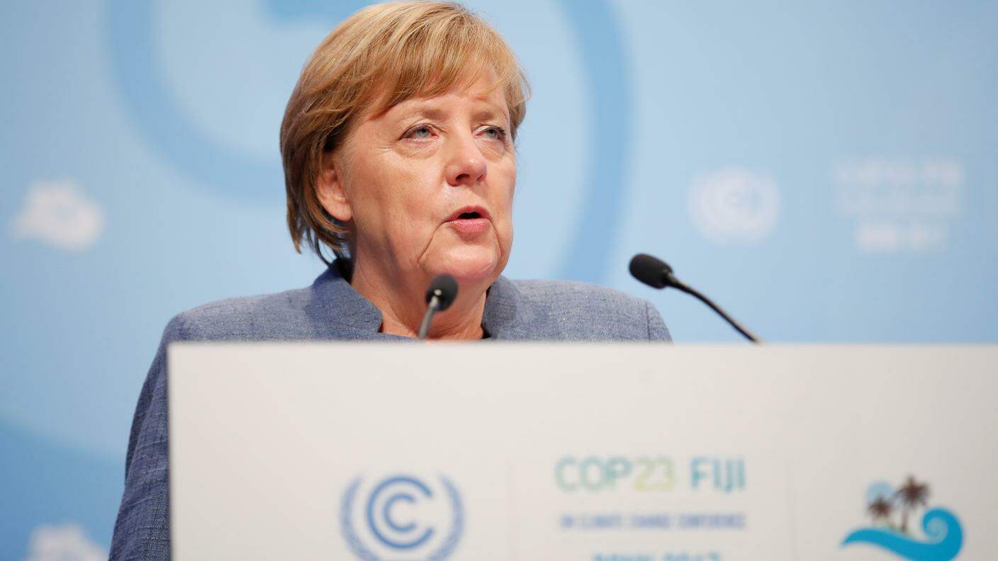 La cancelliera tedesca Angela Merkel al vertice mondiale sul clima di Bonn, mercoledì