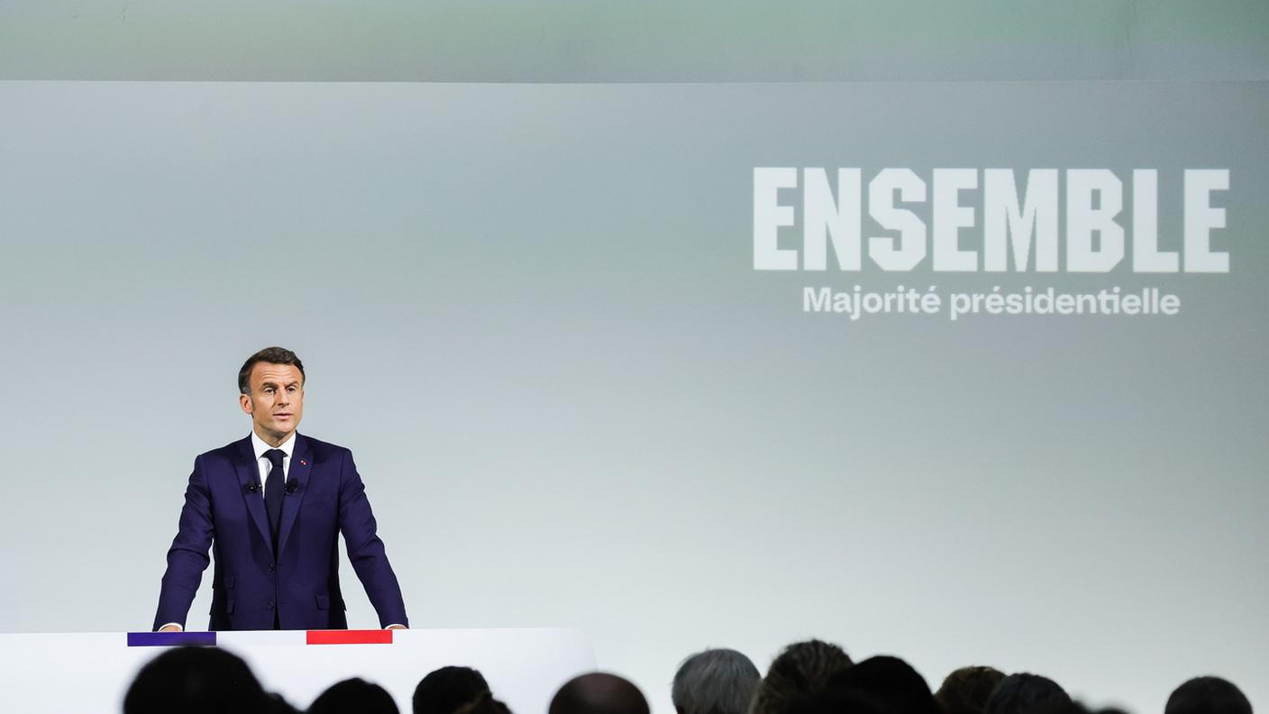 Emmanuel Macron durante la conferenza stampa di mercoledì