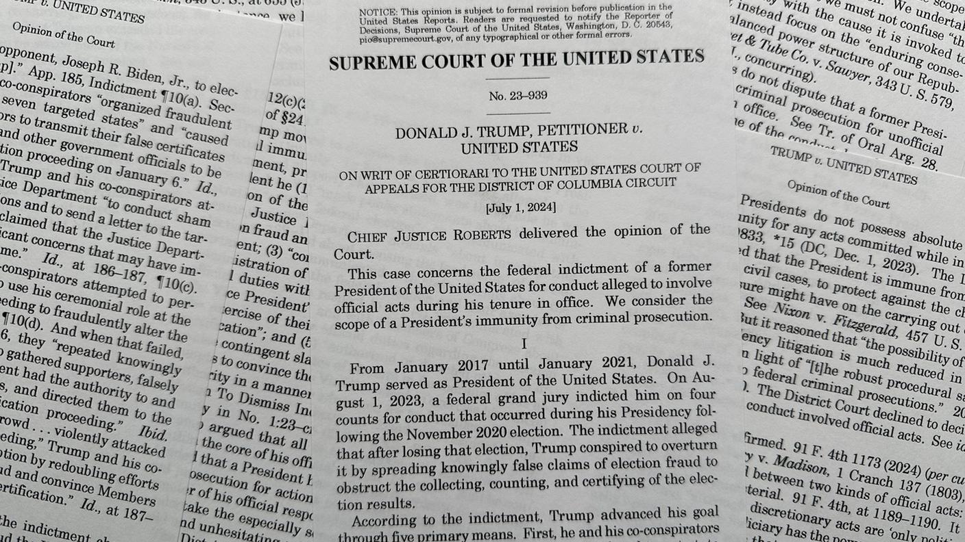 Il parere della Corte Suprema sul caso dell'immunità dell'ex presidente Donald Trump