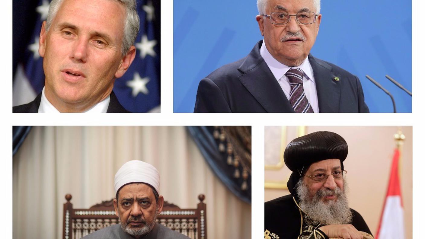 Pence, Abbas, l'imam di al Azhar e il papa copto Tawadros