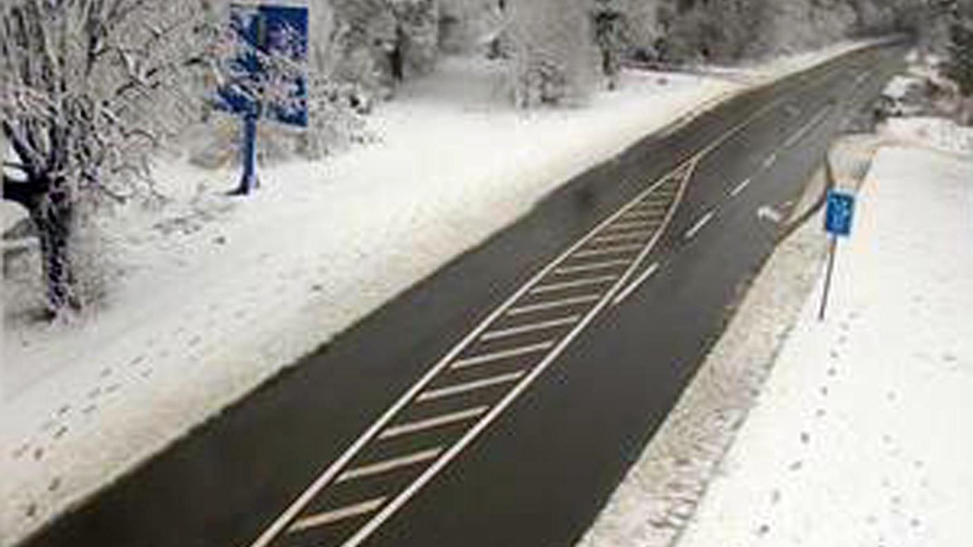 Una webcam mostra strade chiuse per neve sul Carso, al confine tra Trieste e Slovenia