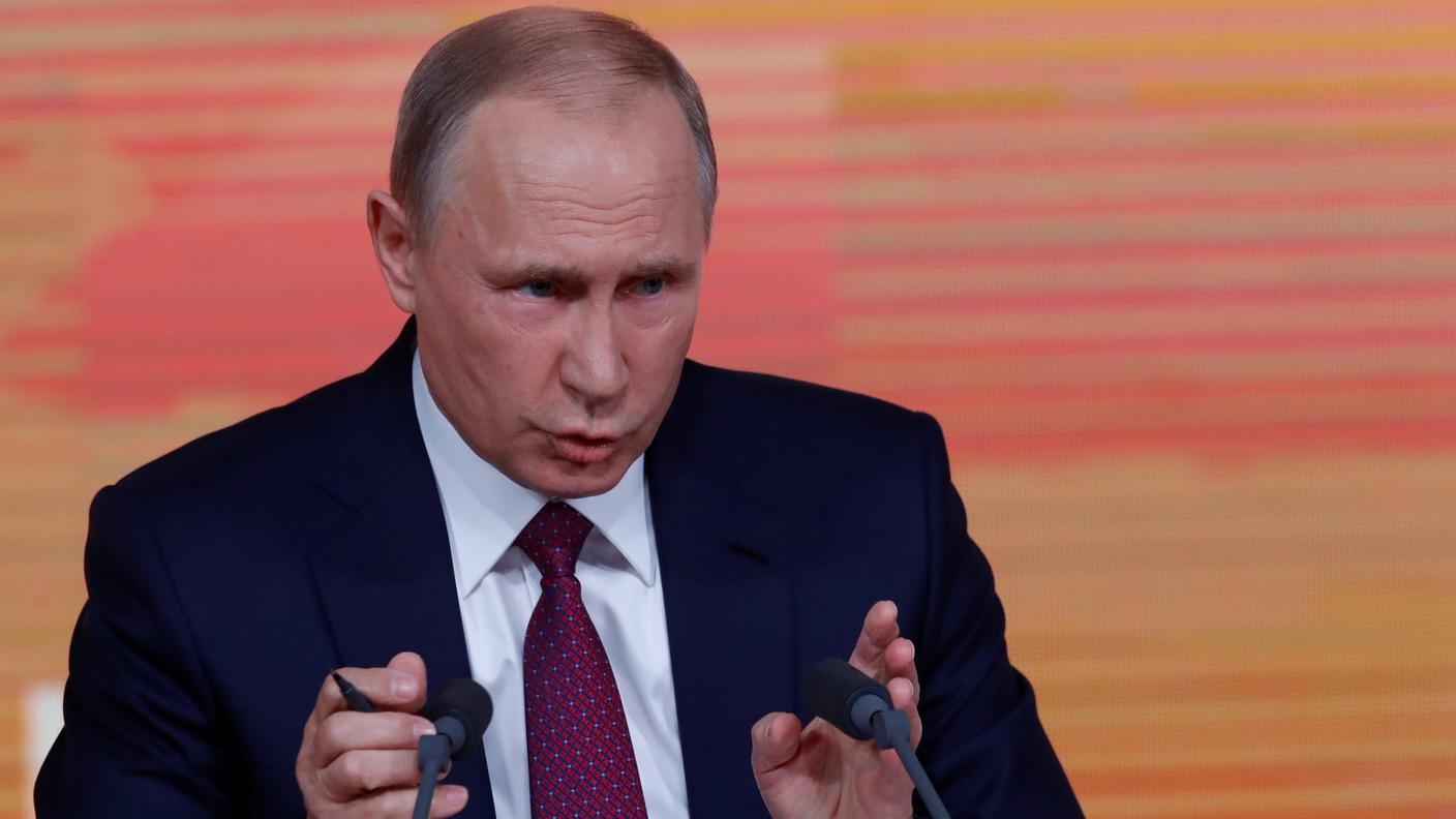 Vladimir Putin giovedì durante la conferenza stampa di fine anno