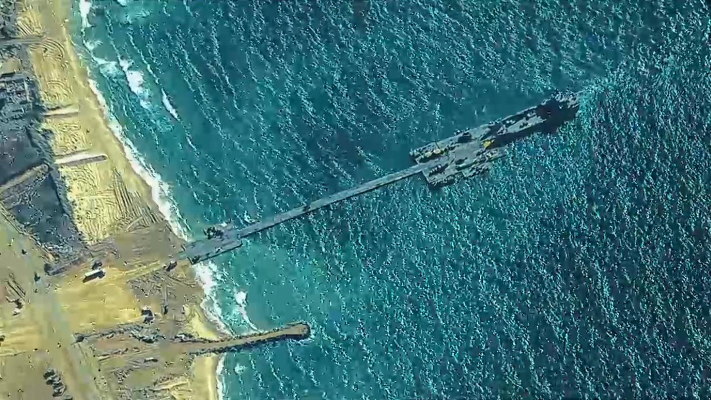 Un'immagine dello scorso maggio del molo provvisorio a Gaza