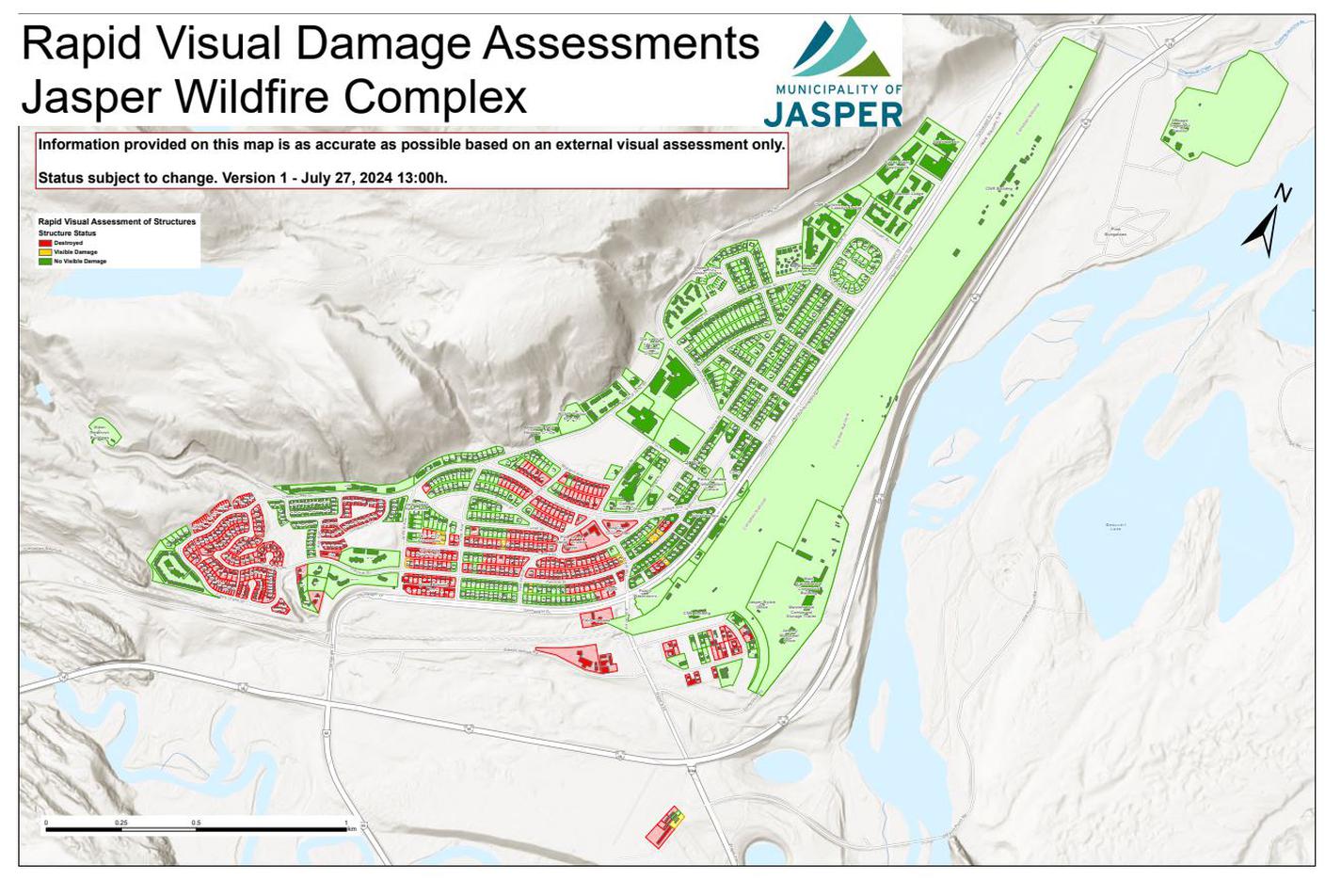 La mappatura dei danni registrati a Jasper