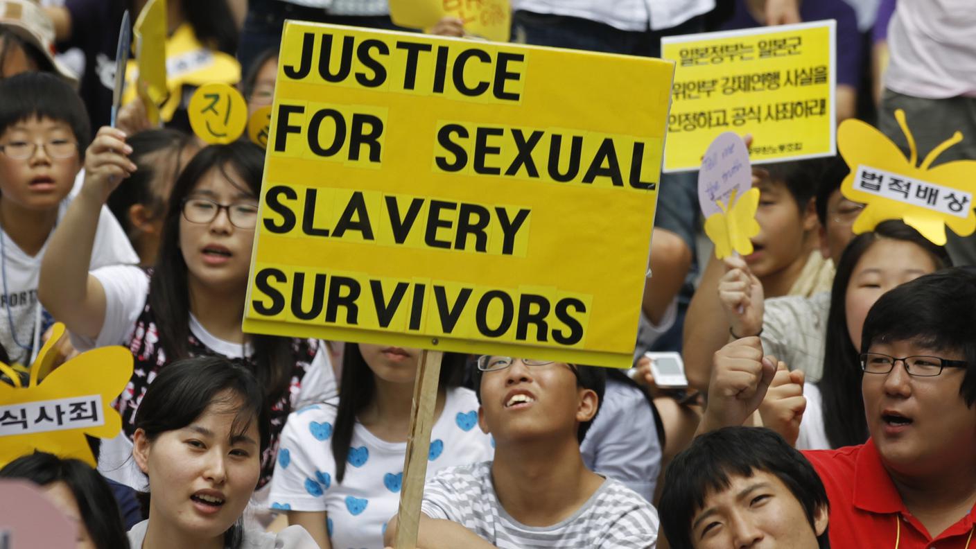 Una protesta di cittadini coreani 