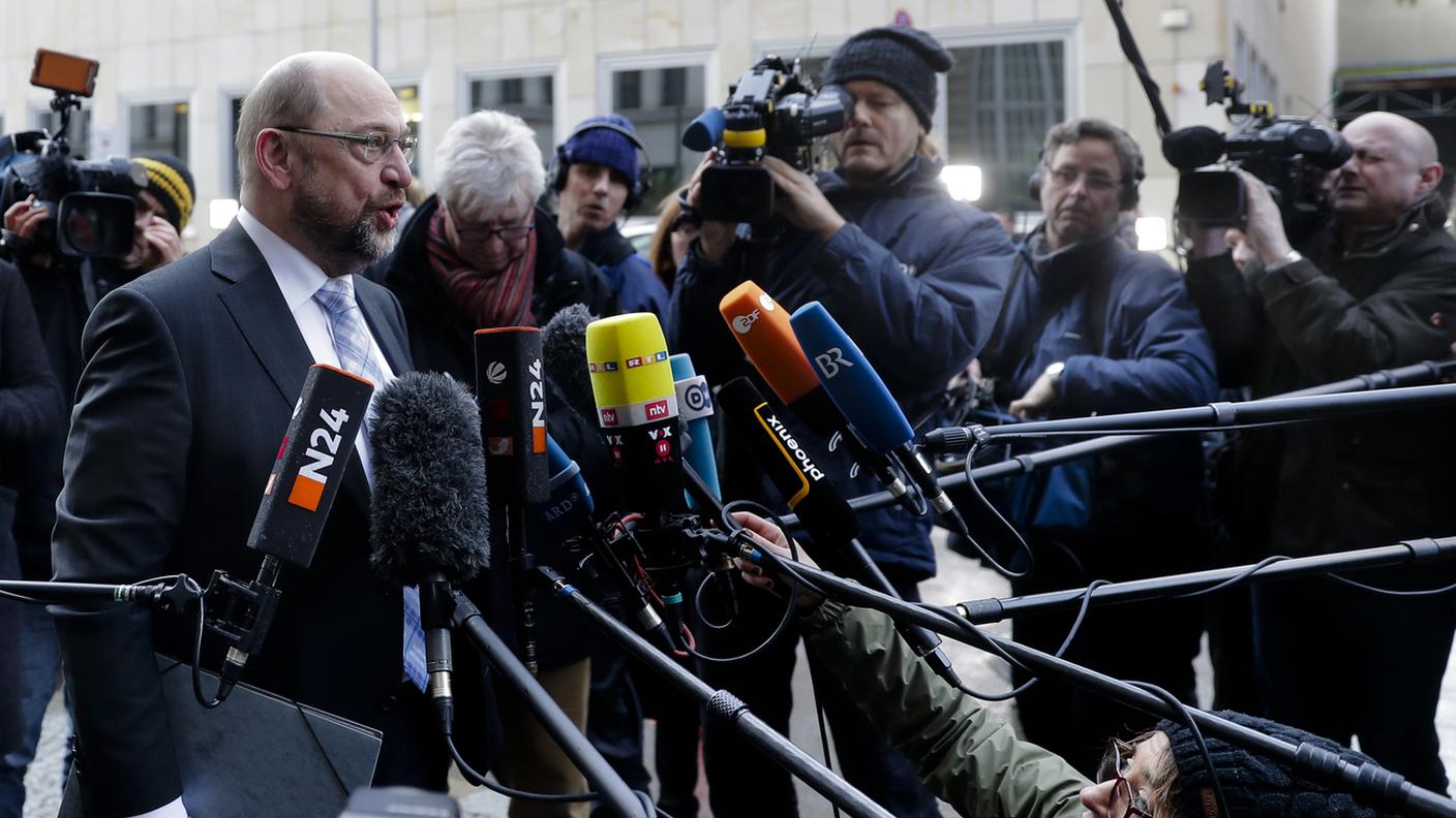 Martin Schulz all'uscita dall'incontro