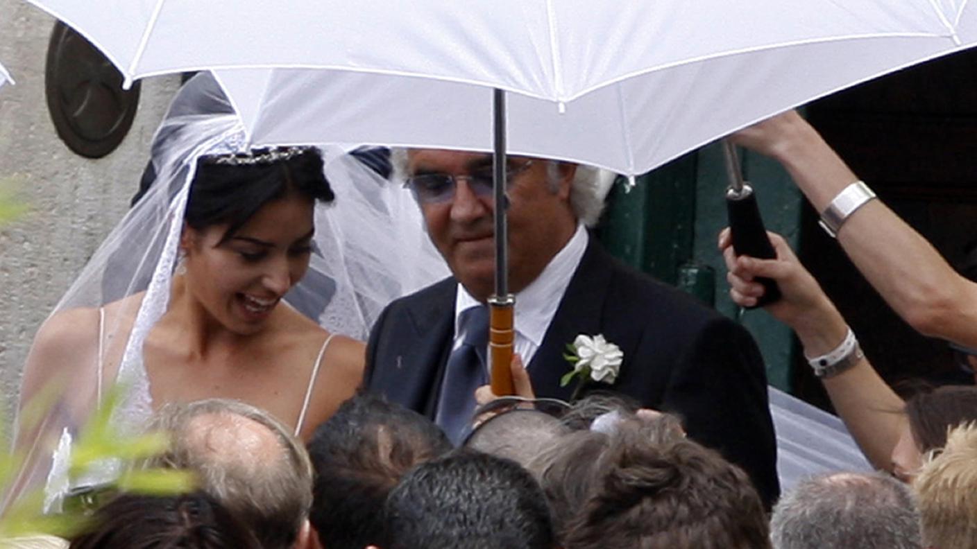 La Gregoraci e Briatore il giorno del loro matrimonio celebrato a Roma, dieci anni fa