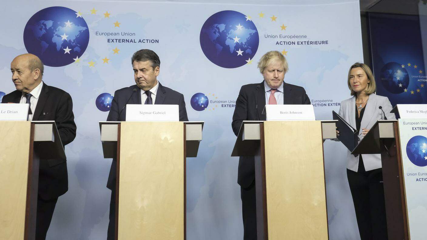 Federica Mogherini con i Ministri degli esteri britannico, francese e tedesco