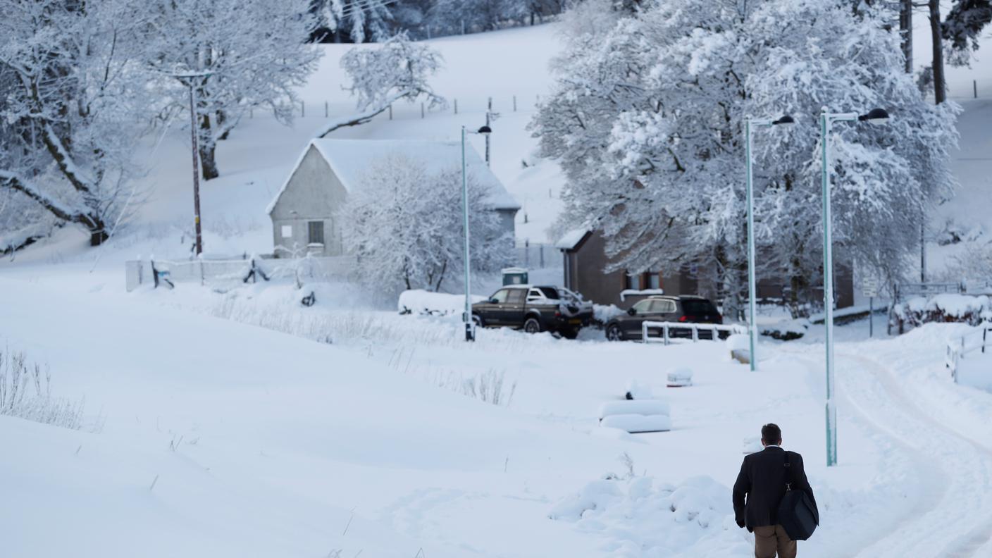 Paesaggio innevato a Leadhills in Scozia
