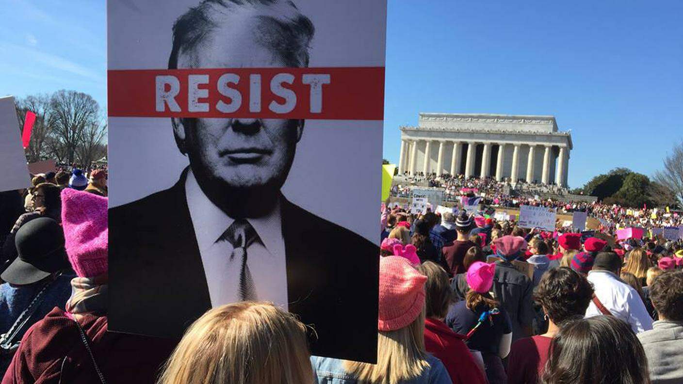 I dimostranti al Lincoln Memorial di Washington