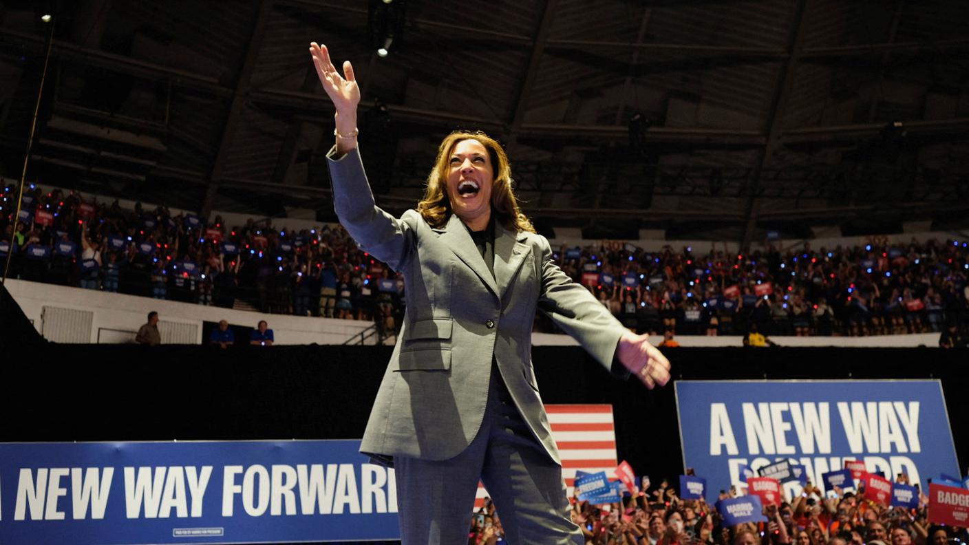 La candidata alla presidenza Kamala Harris, vicepresidente degli Stati Uniti d'America