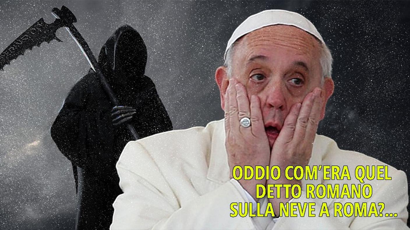 Neppure Jorge Bergoglio è risparmiato dalle frecciatine dei romani sulla neve