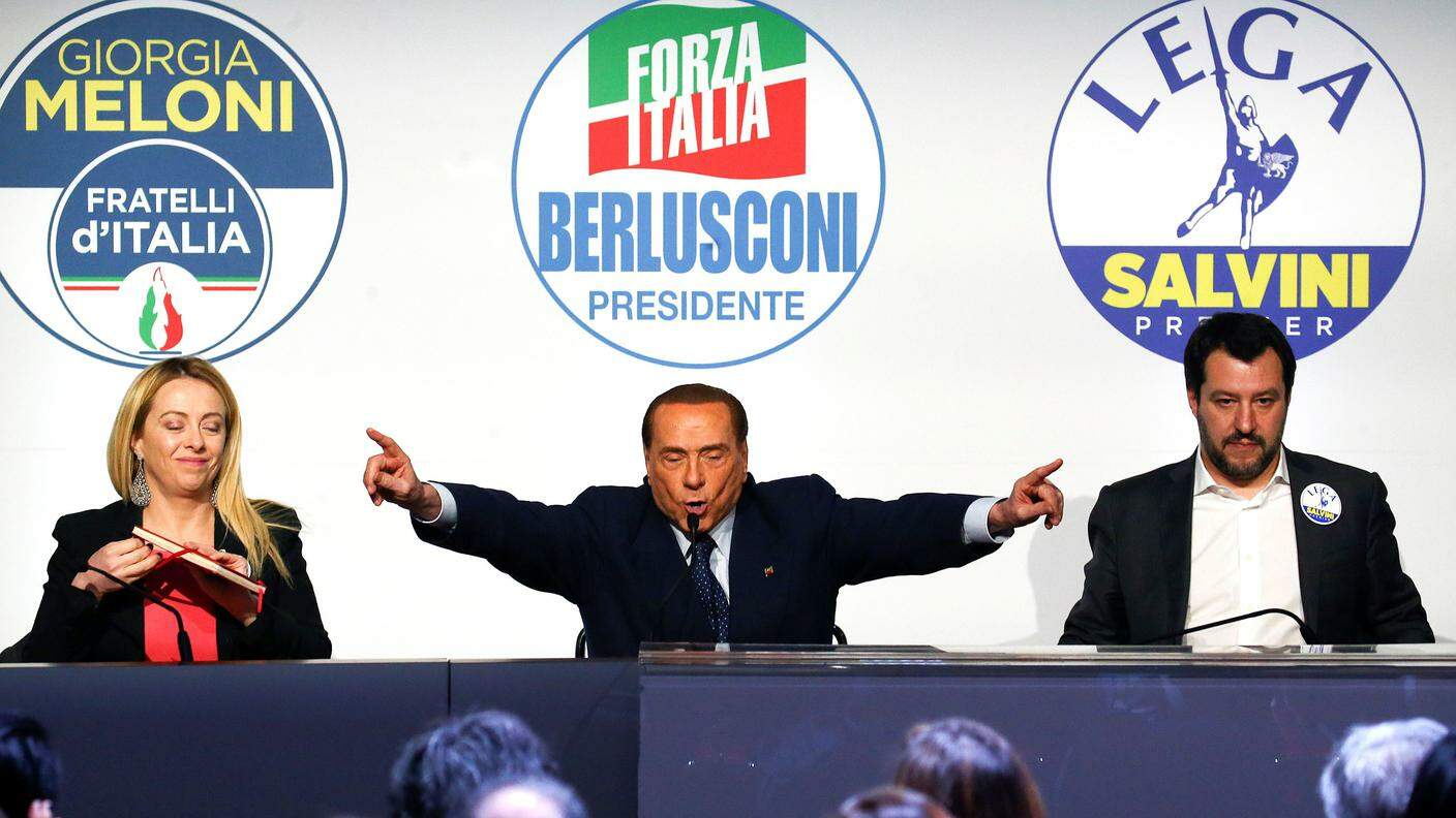 Giorgia Meloni, Silvio Berlusconi, Matteo Salvini, insieme a Roma giovedì