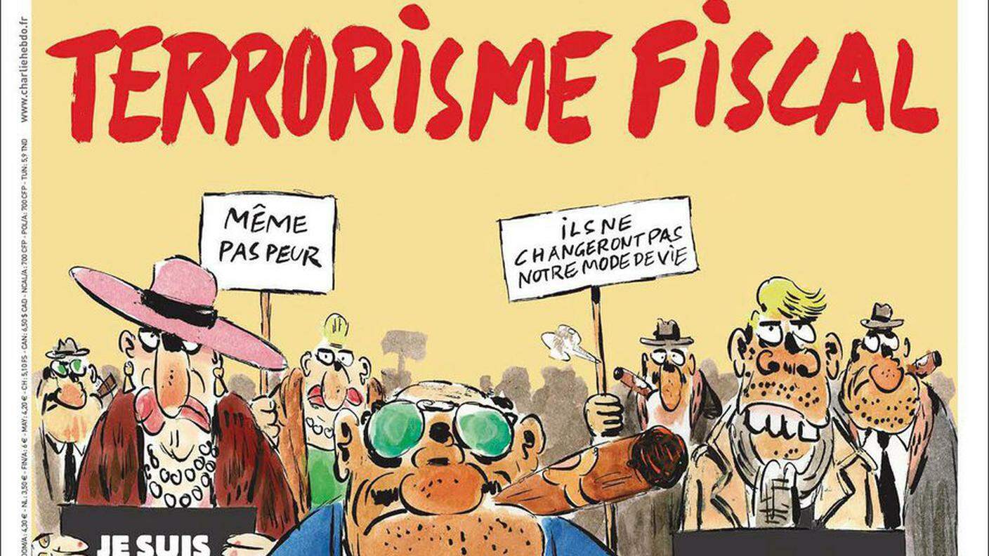 La copertina del giornale satirico Charlie Hebdo, dedicata allo scandalo
