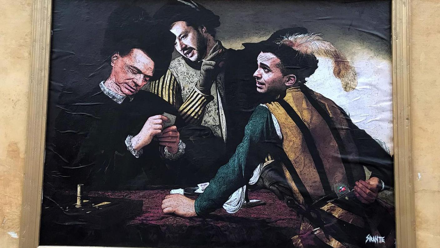 Il quadro in stile "caravaggesco" apparso venerdì mattina su un muro vicini al Quirinale
