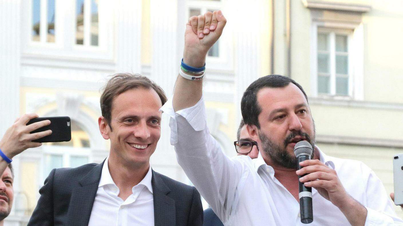 Massimiliano Fedriga, a sinistra, con il leader leghista Matteo Salvini