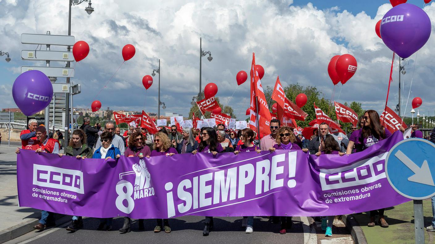 Sindacalisti a Merida in Spagna