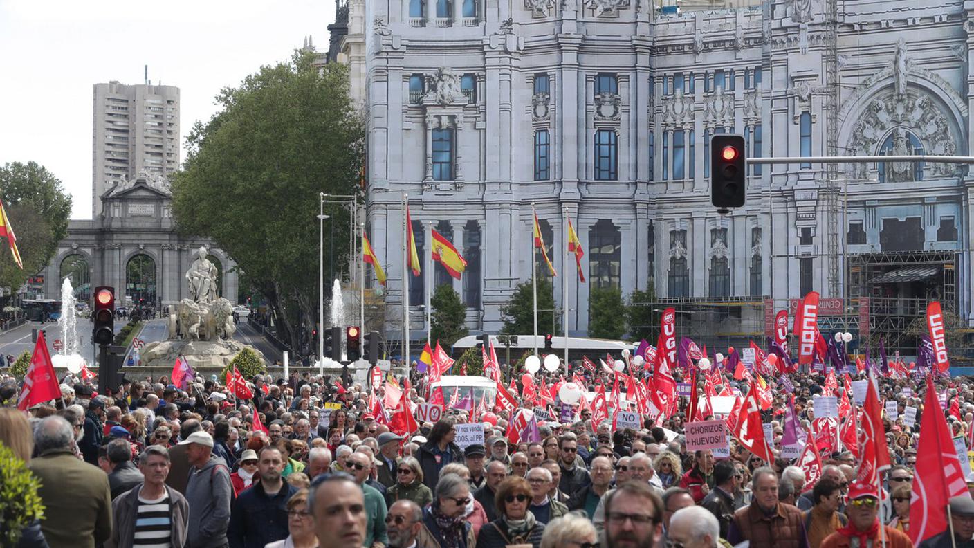 Sindacalisti a Madrid in Spagna