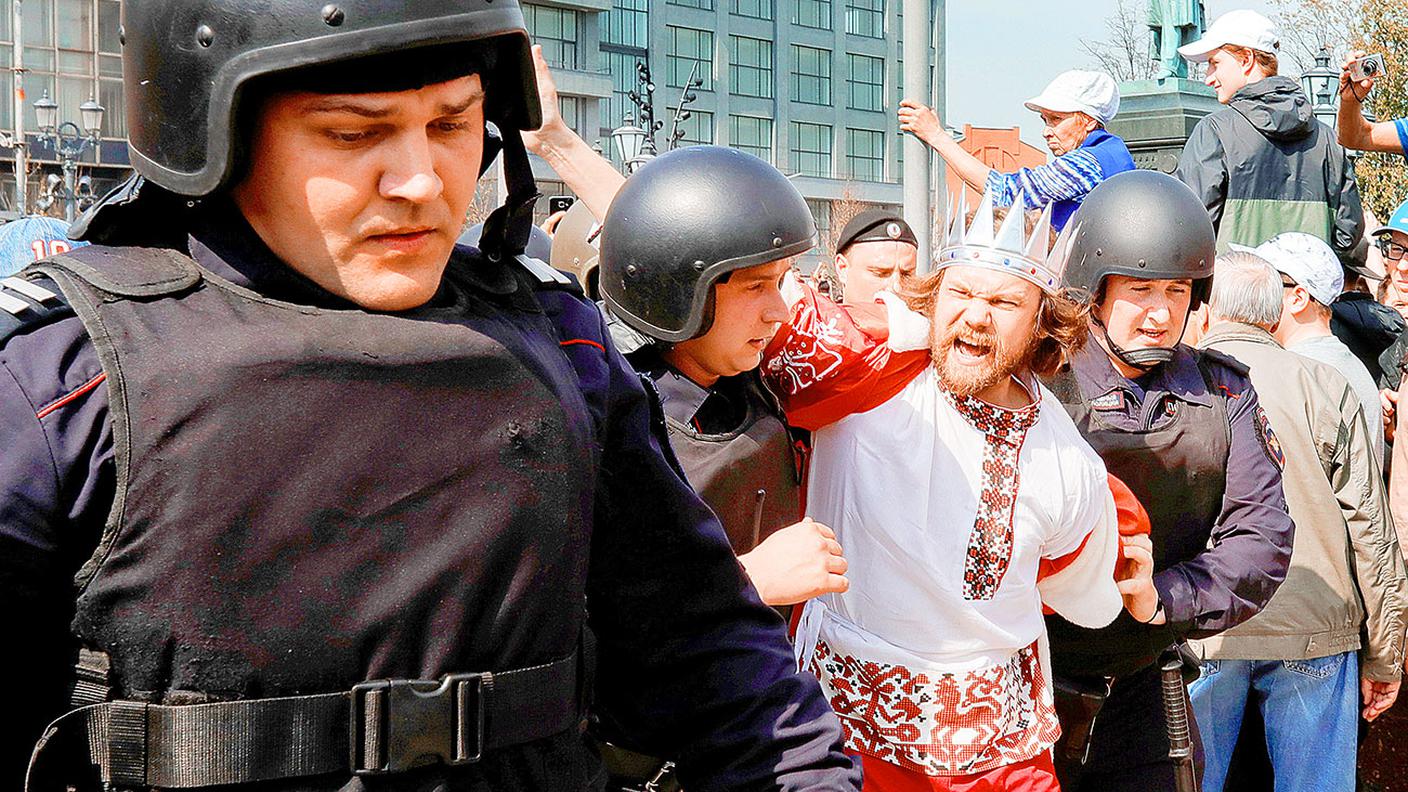 Russia, 5 maggio 2018, i cortei di protesta si svolgono nonostante il divieto delle autorità