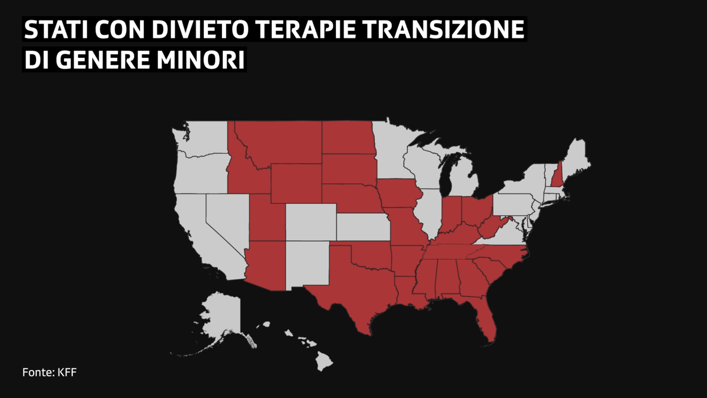 Stati con divieto terapie transizione di genere minori