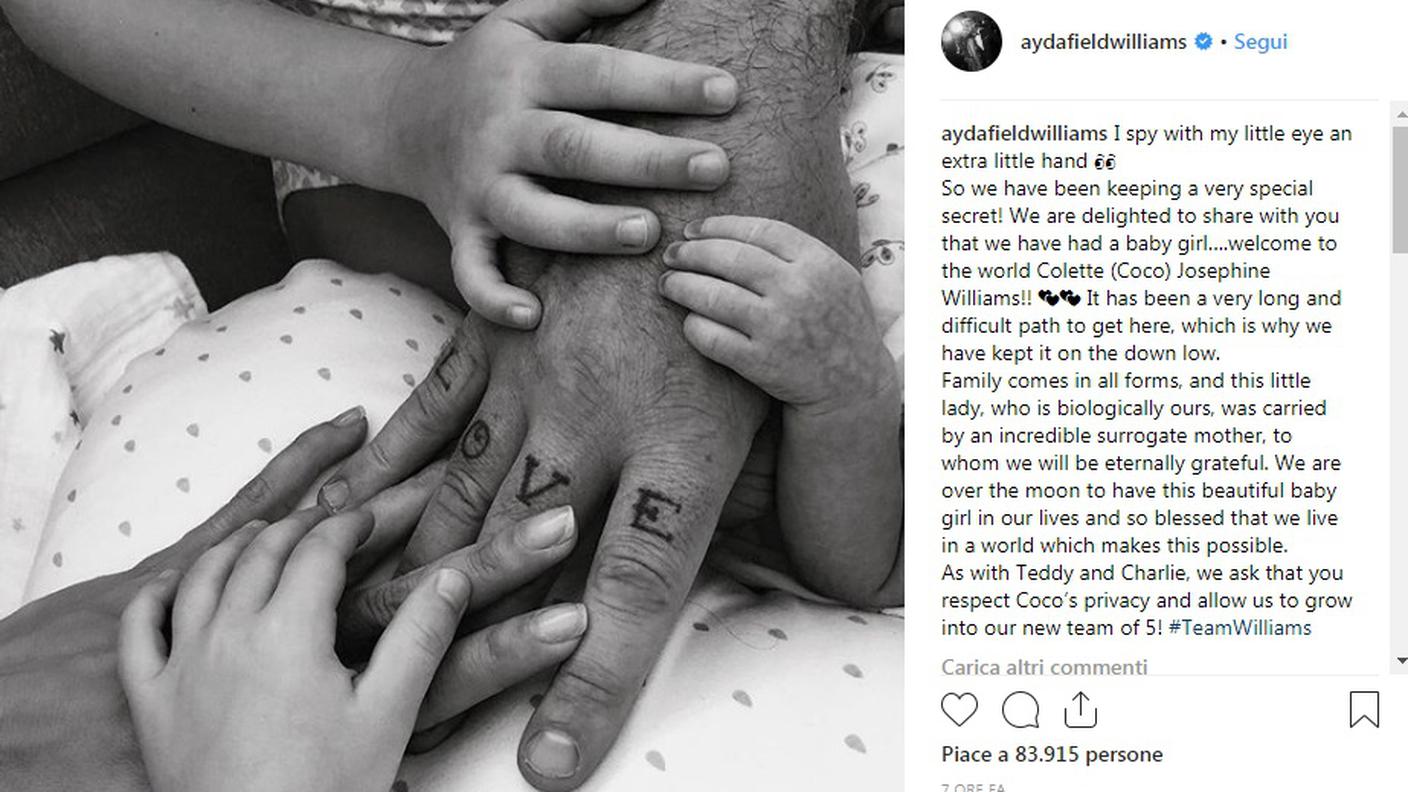Il post che annuncia la nascita di "Coco"