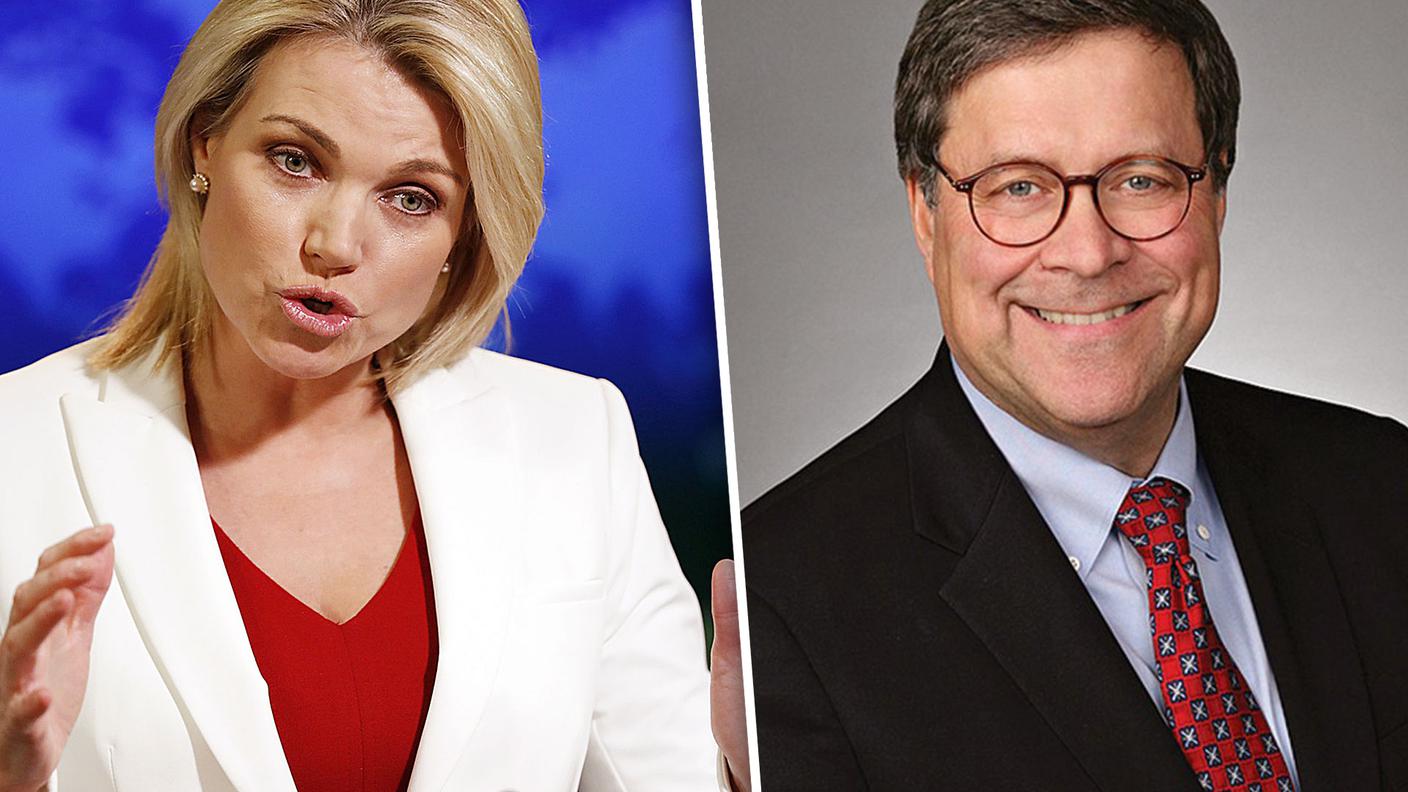 Heather Nauert, futura ambasciatrice all'Onu e William Barr, futuro ministro della Giustizia