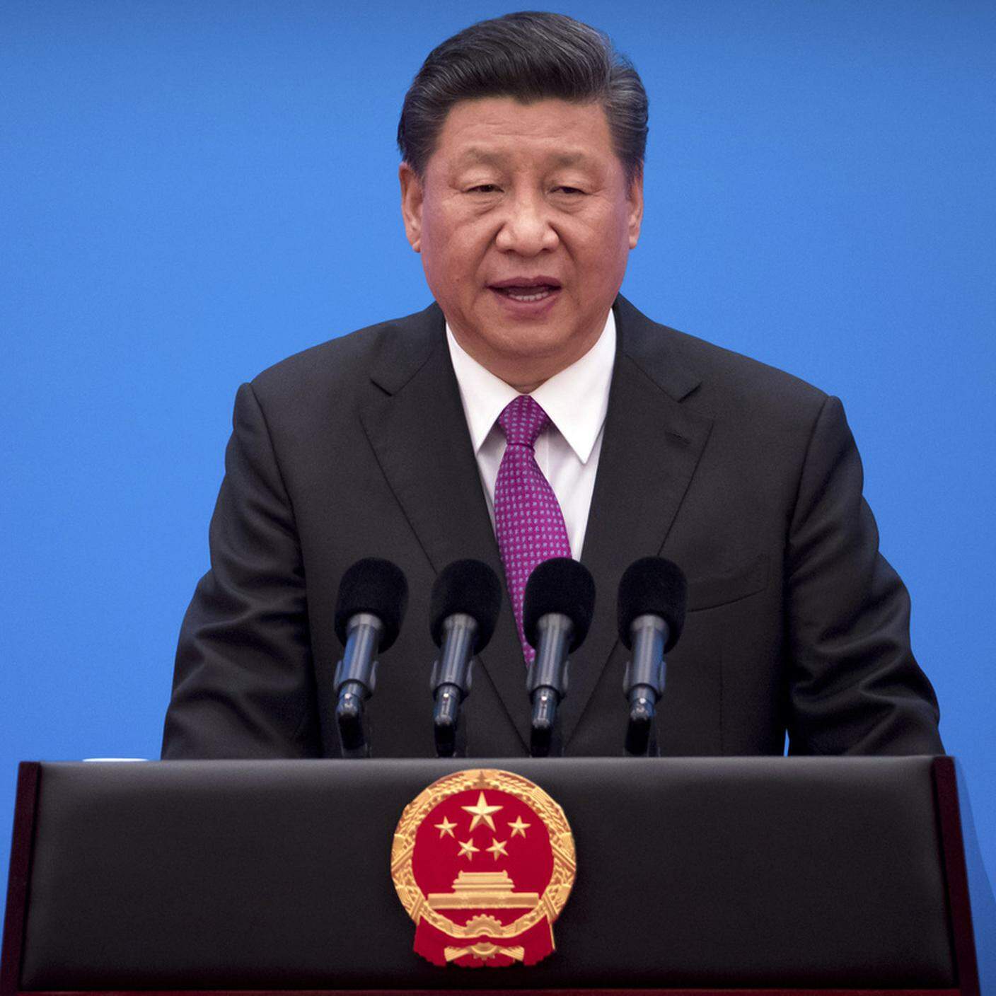 Xi Jinping durante la conferenza stampa di chiusura del Forum