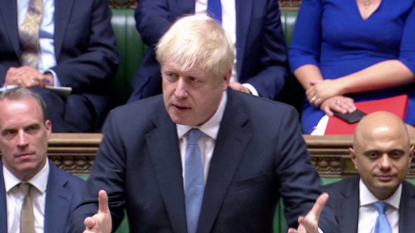Johnson mentre si esprime davanti alla Camera dei Comuni giovedì