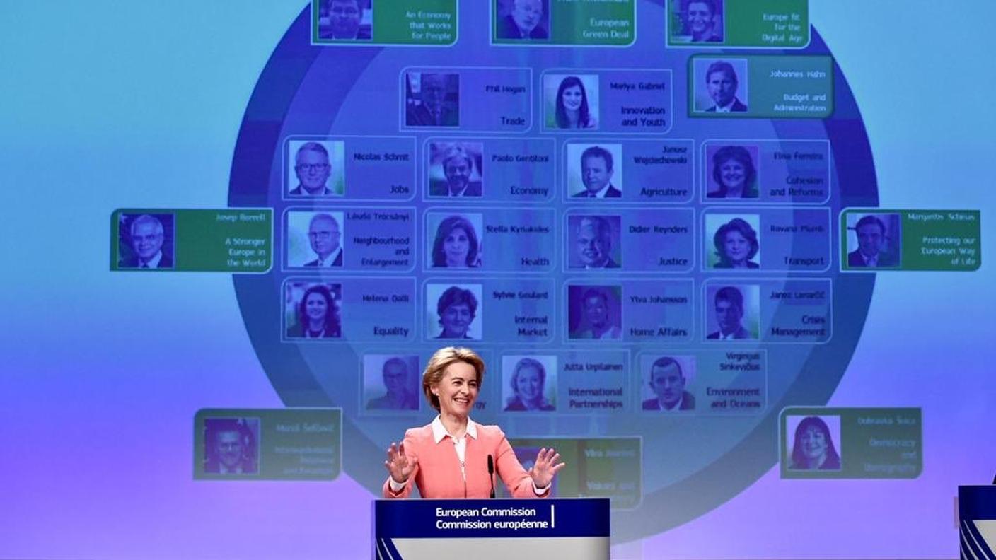 Ursula von der Leyen durante la ripartizione dei compiti in seno alla nuova Commissione UE
