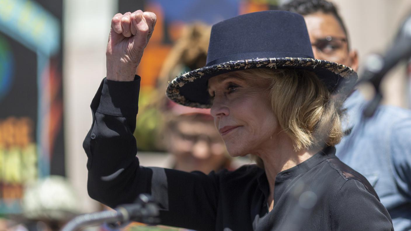 L'attrice a una precedente manifestazione