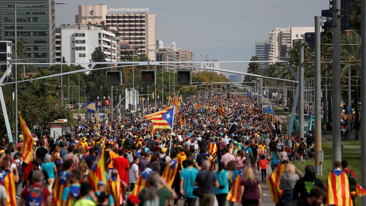 Il corteo sulla Diagonal