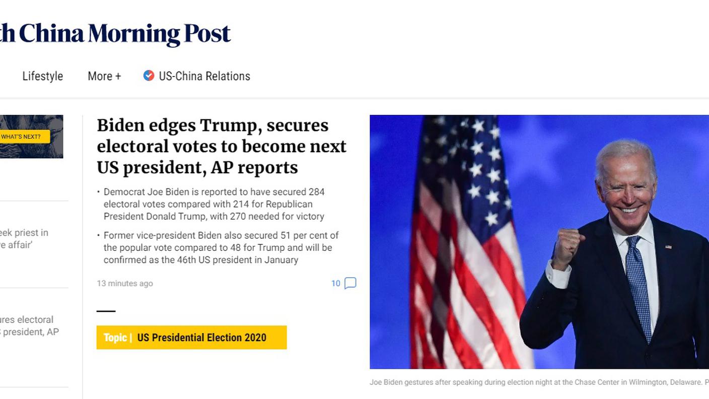 La prima pagina del South China Morning Post 