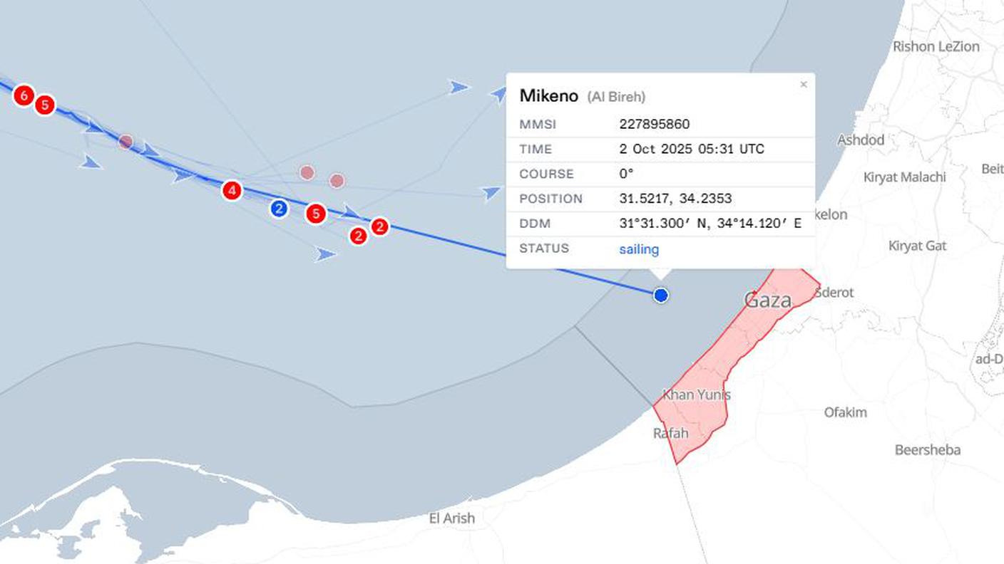 Global Sumud Flotilla - La posizione della Mikeno