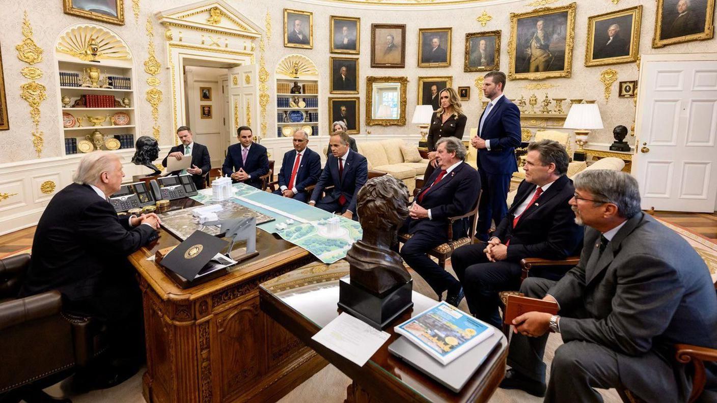 Il presidente USA Donald Trump durante l'incontro del 4 novembre con gli imprenditori svizzeri