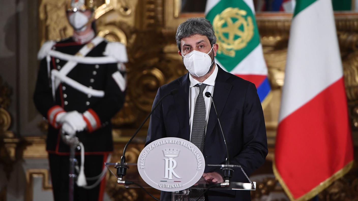 Il presidente della Camera Roberto Fico dopo aver incontrato  il presidente della Repubblica Sergio Mattarella
